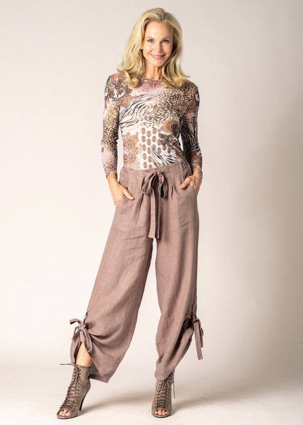 Gabriella Linen Pants in Milk Chocolate