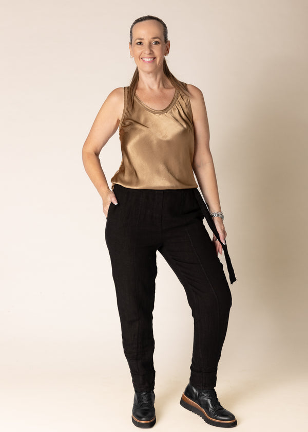 Helena Linen Pants in Onyx