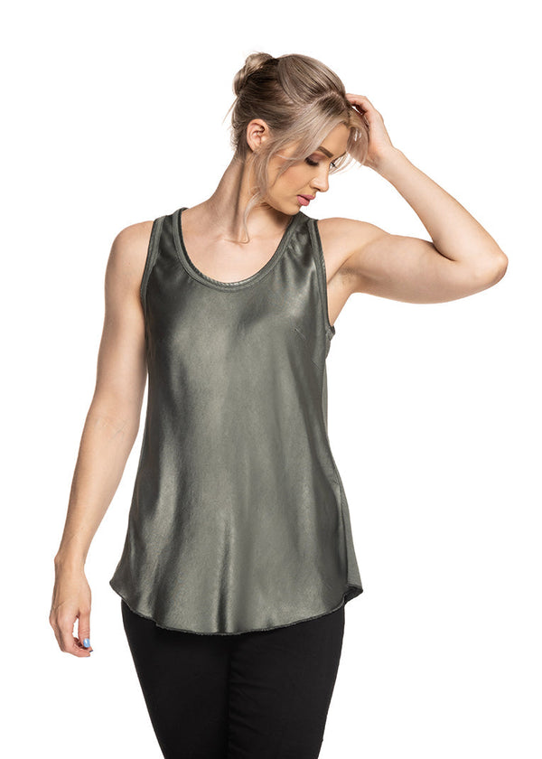 Toyah Singlet in Khaki - Imagine Fashion