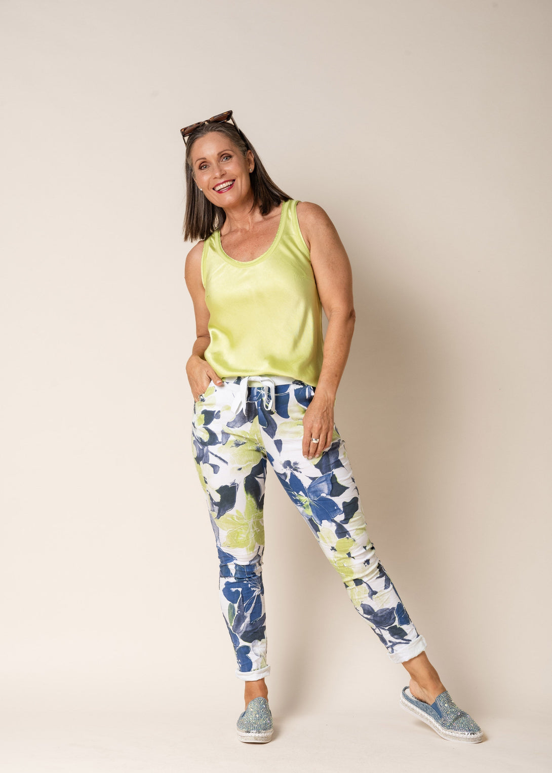 Brittny Pants in Lime Splice