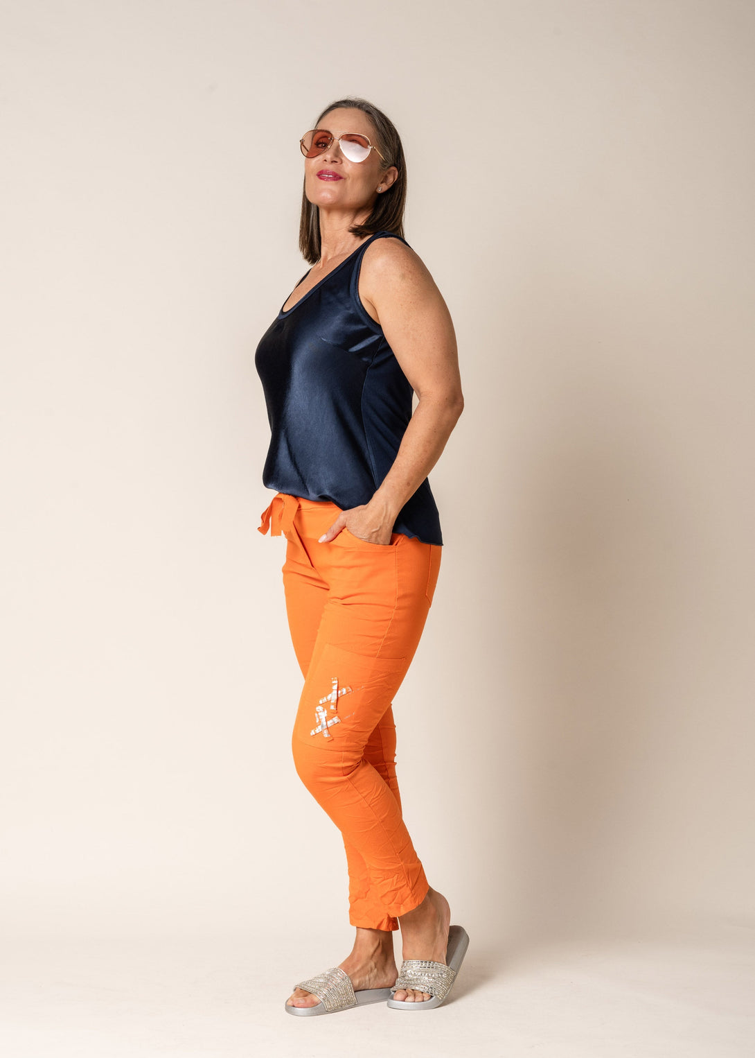 Rika Pants in Sunset Orange