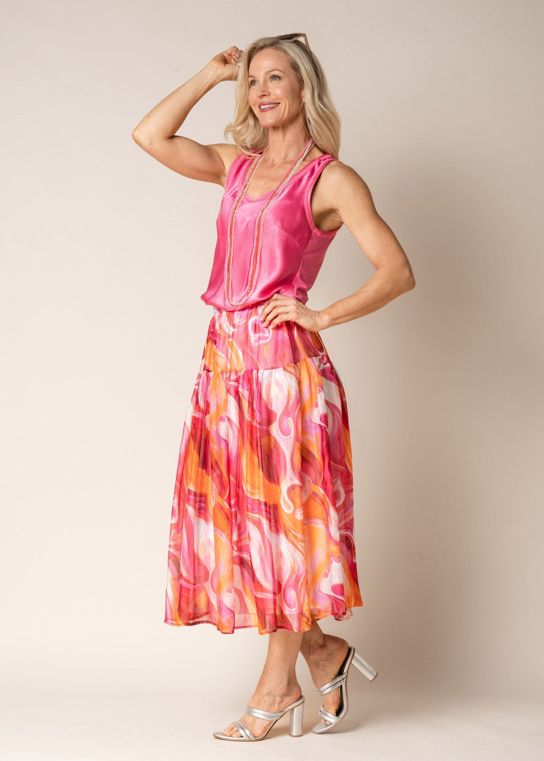 Dundi Silk Skirt in Raspberry Sorbet