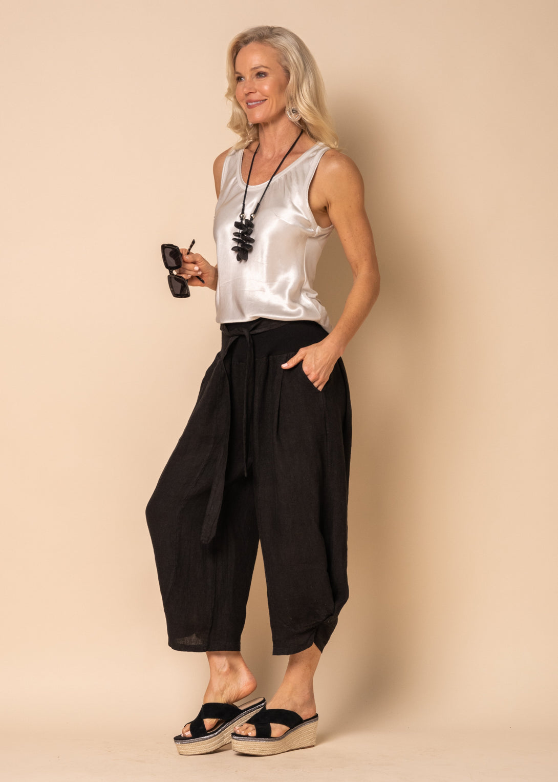 Addison Linen Pants in Onyx