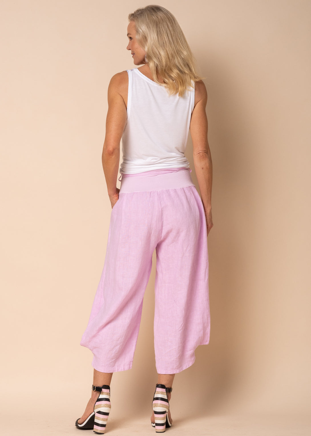 Addison Linen Pants in Petal Pink