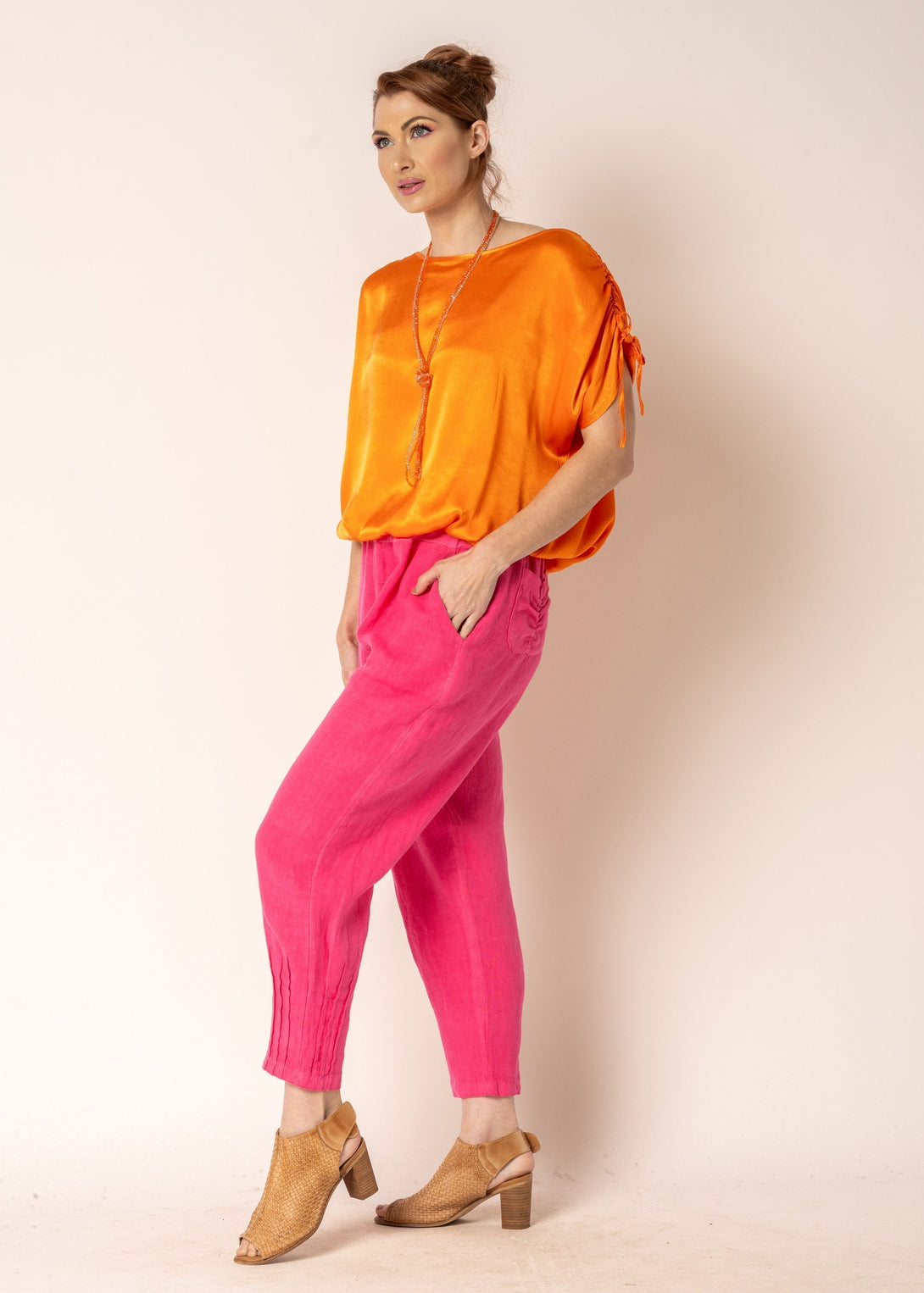 Daizy Linen Pants in Raspberry Sorbet