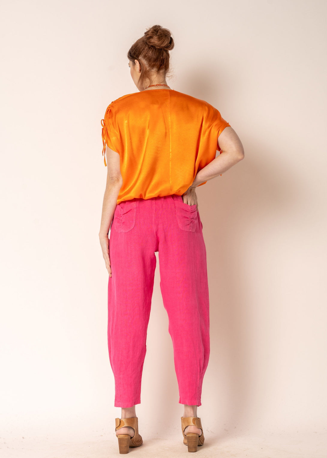 Daizy Linen Pants in Raspberry Sorbet