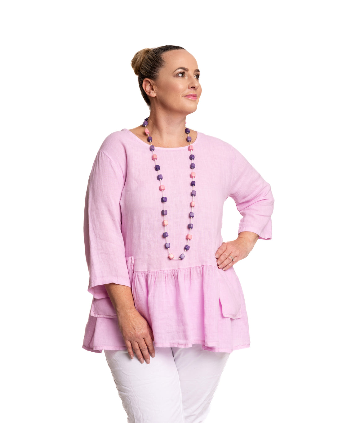 Joanna Linen Top in Petal Pink - Imagine Fashion