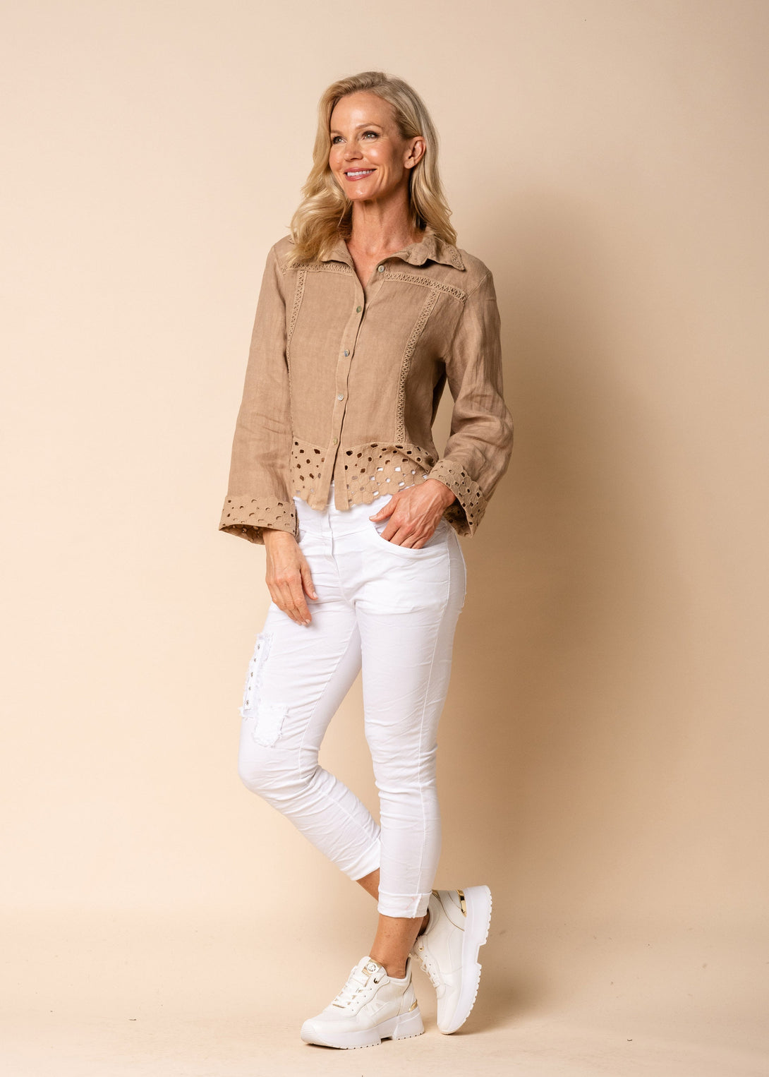 Beti Linen Jacket in Desert