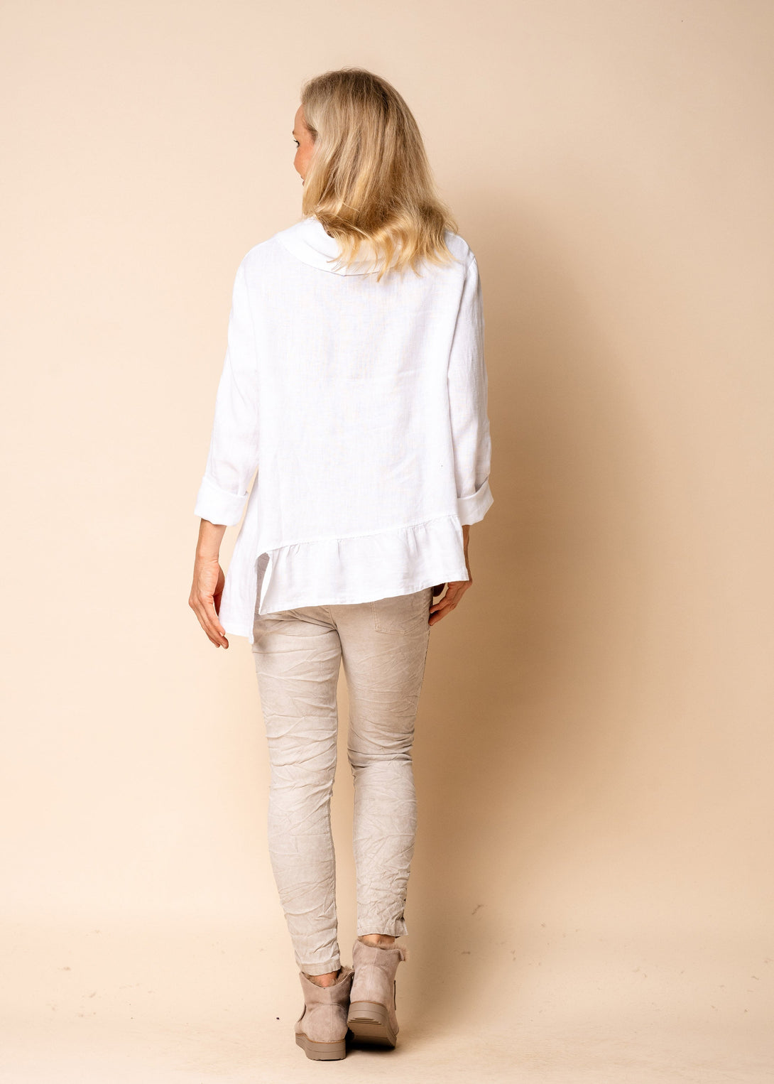 Samantha Linen Top in White