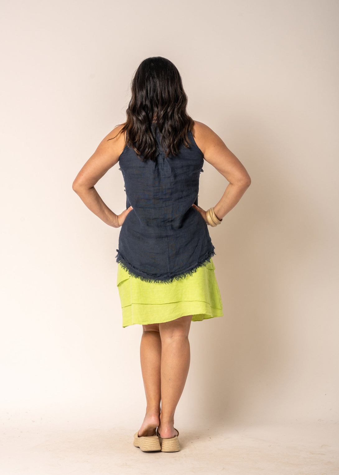 Poppy Linen Top in Navy