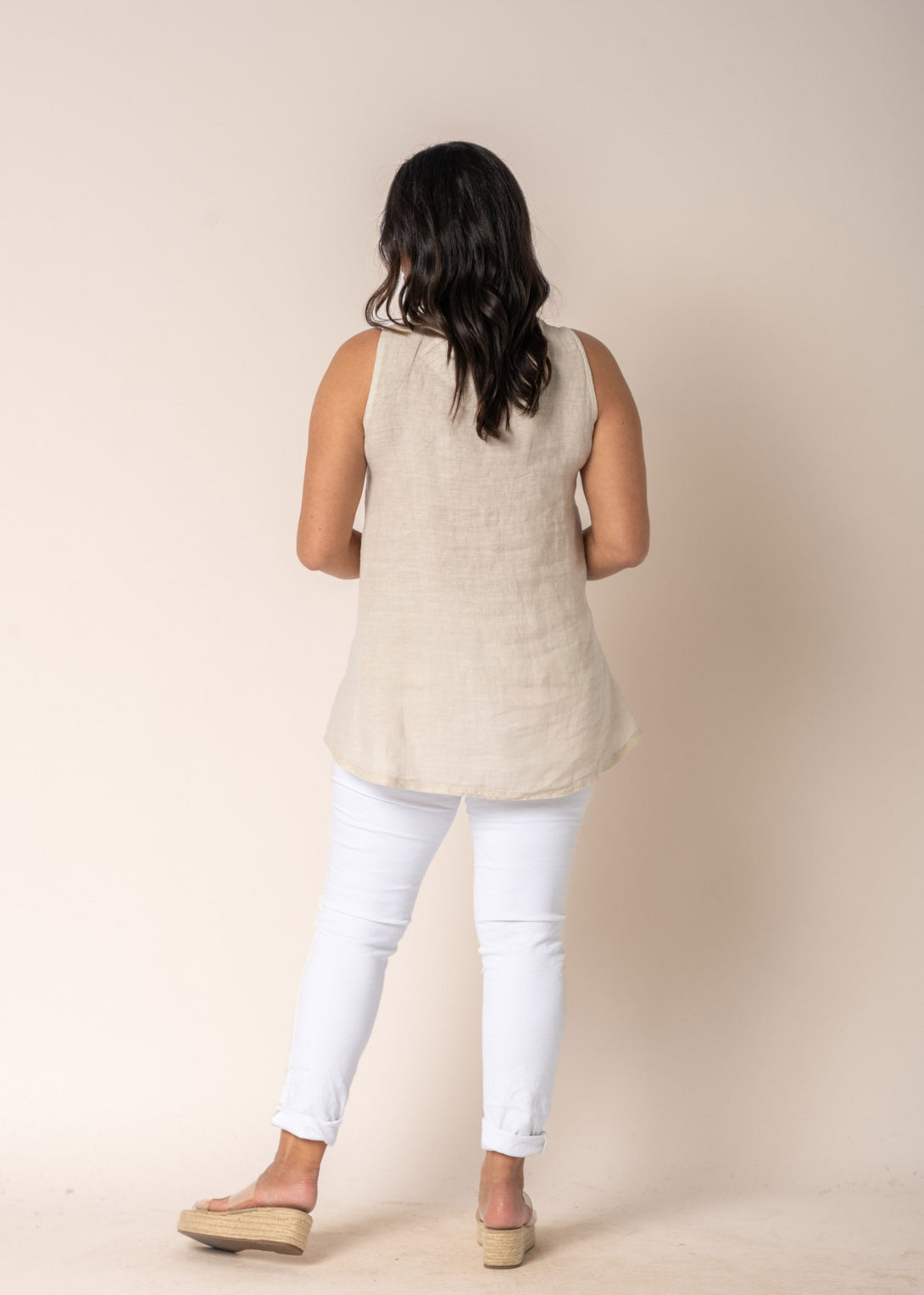 Iris Linen Top in Latte