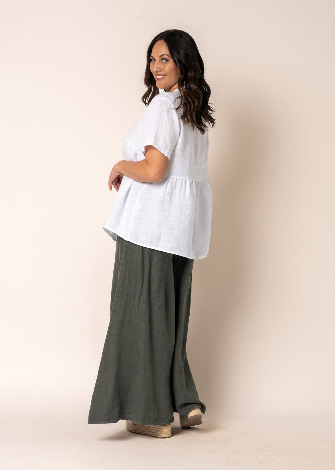 Aster Linen Top in White