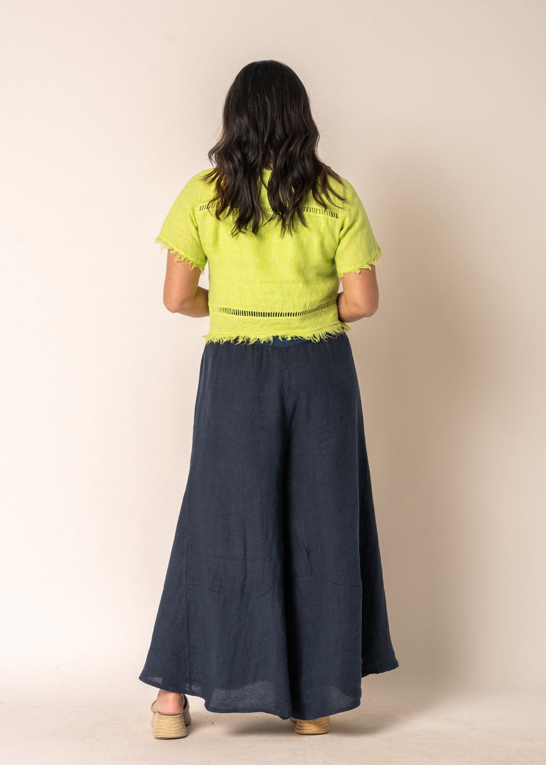 Blossom Linen Top in Lime Splice