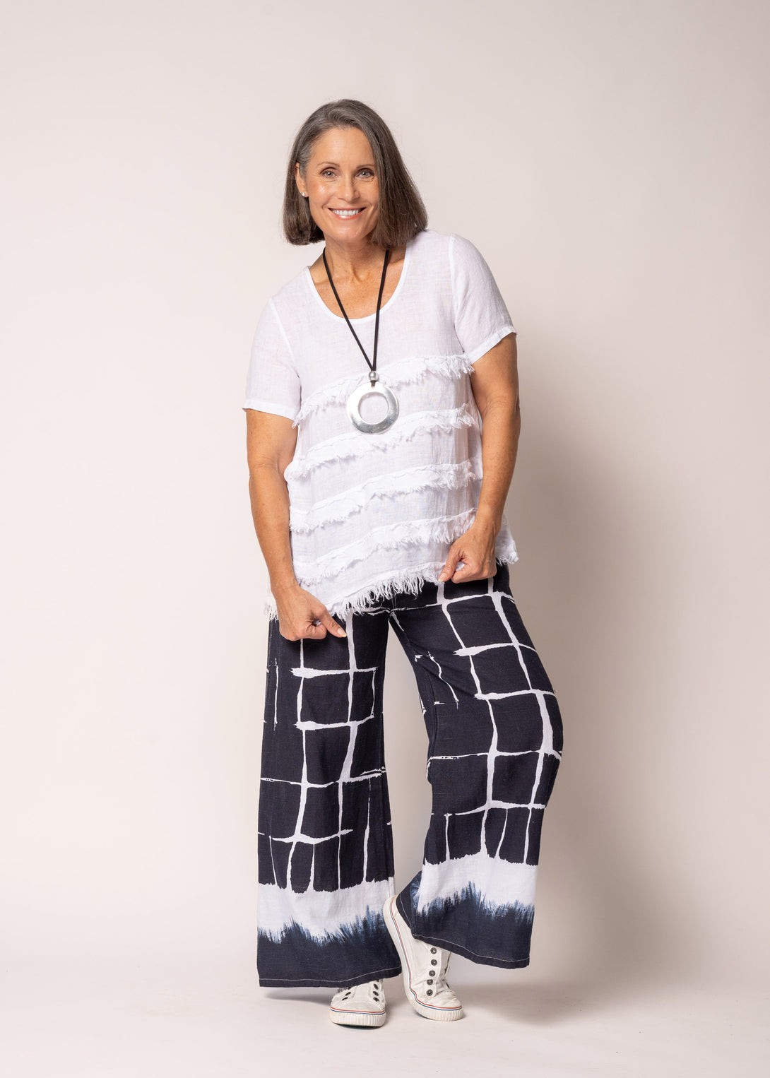 Rayna Linen Pant in Navy - Imagine Fashion