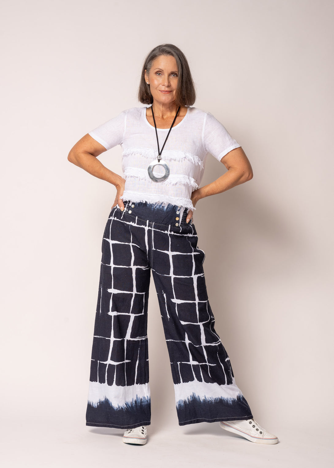 Rayna Linen Pant in Navy - Imagine Fashion