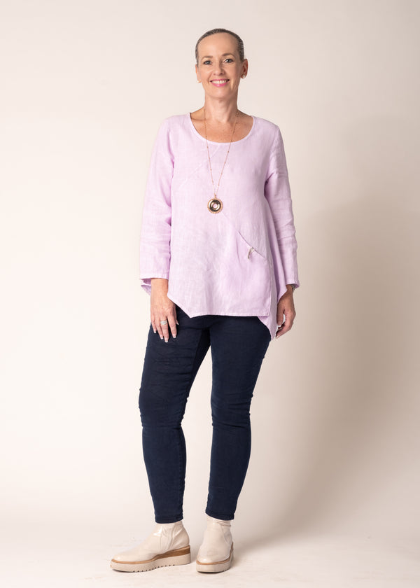 Kartely Linen Top in Freesia Pink