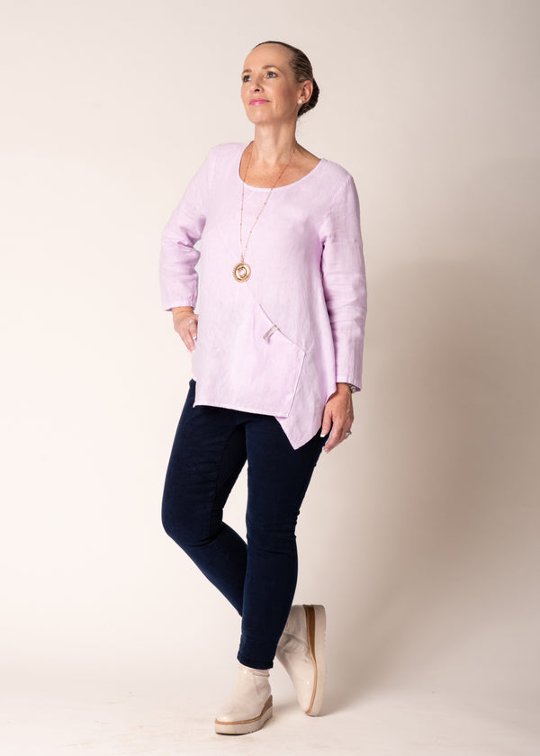 Kartely Linen Top in Freesia Pink