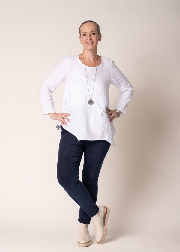 Kartely Linen Top in White