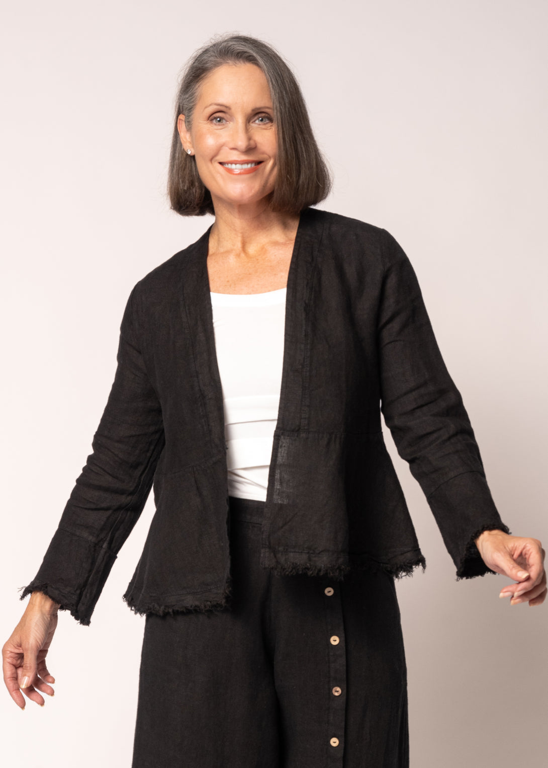 Katrina Linen Top in Onyx - Imagine Fashion