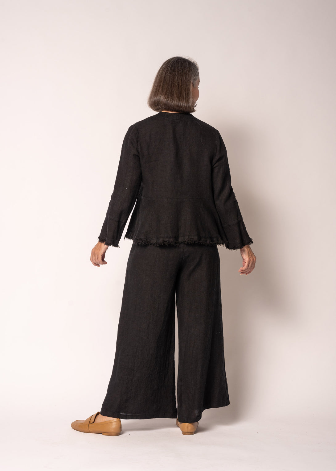 Katrina Linen Top in Onyx - Imagine Fashion