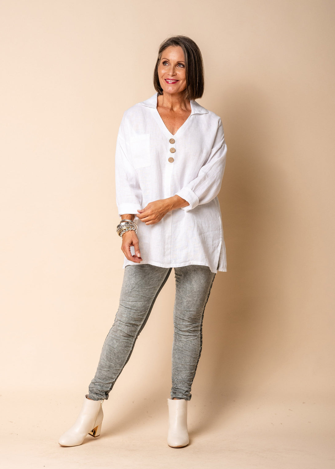 Tassie Linen Top in White