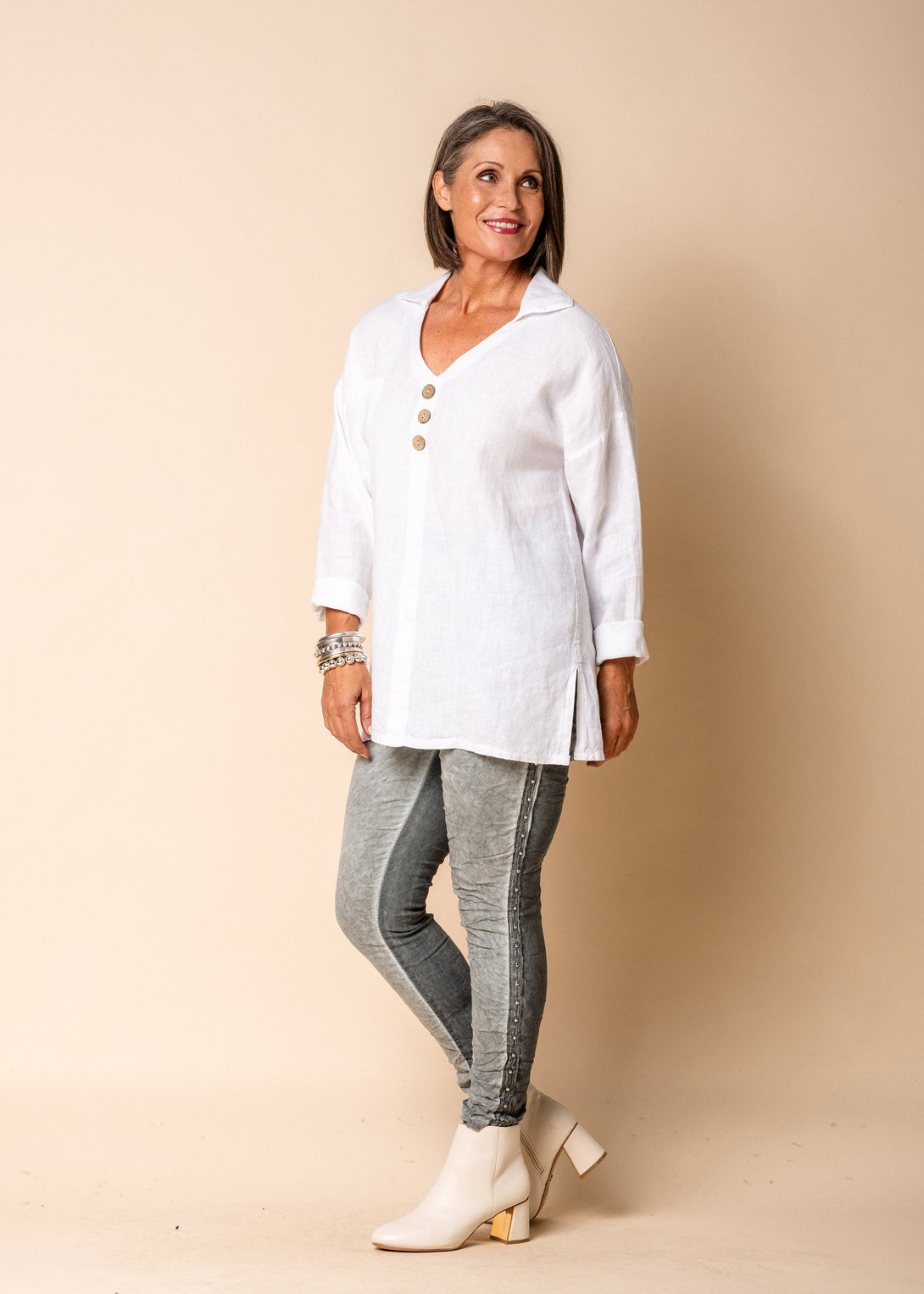 Tassie Linen Top in White