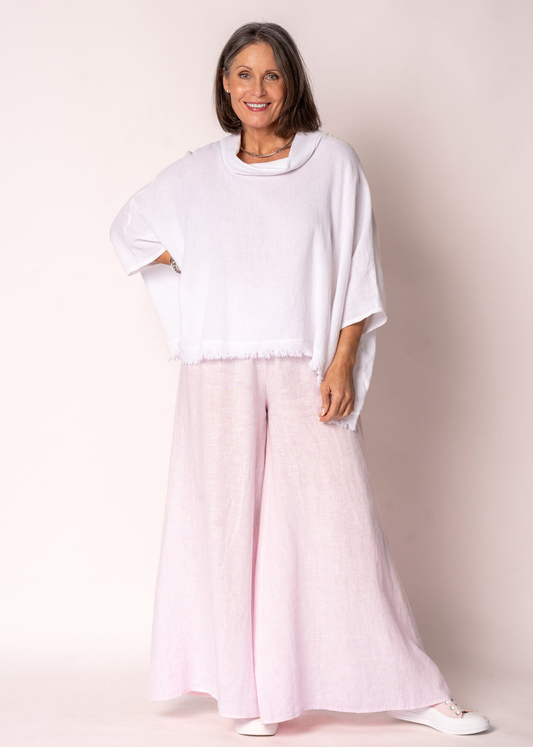 Kiora Linen Top in White - Imagine Fashion