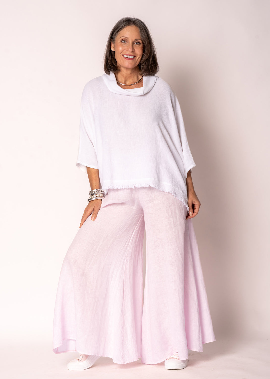 Kiora Linen Top in White - Imagine Fashion