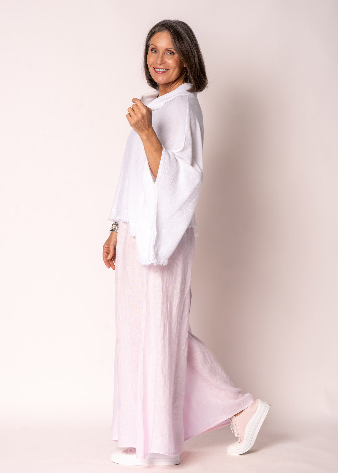 Kiora Linen Top in White - Imagine Fashion