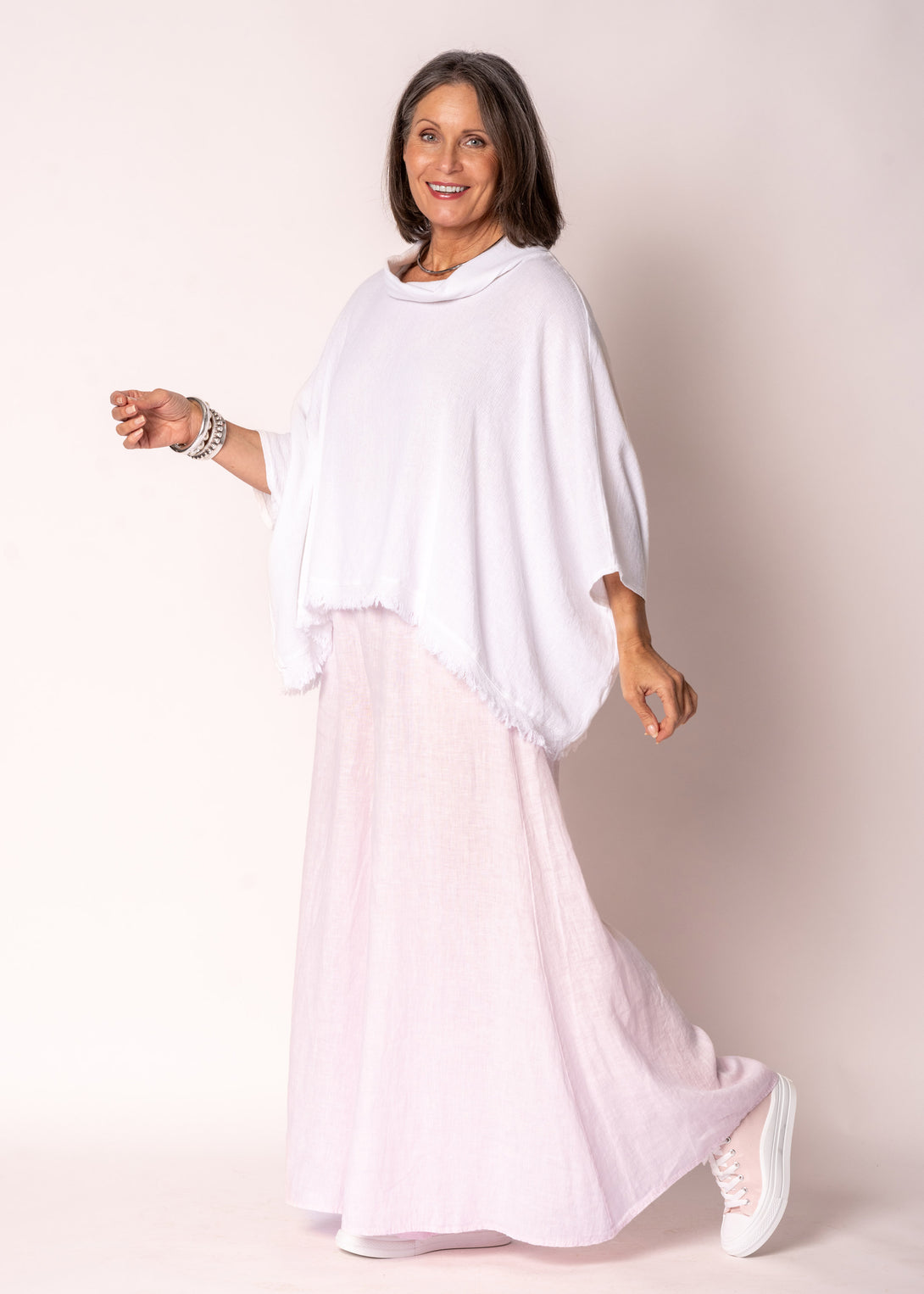 Kiora Linen Top in White - Imagine Fashion