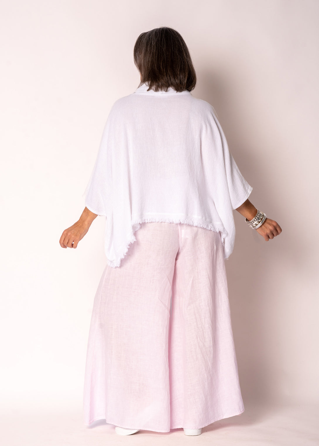 Kiora Linen Top in White - Imagine Fashion