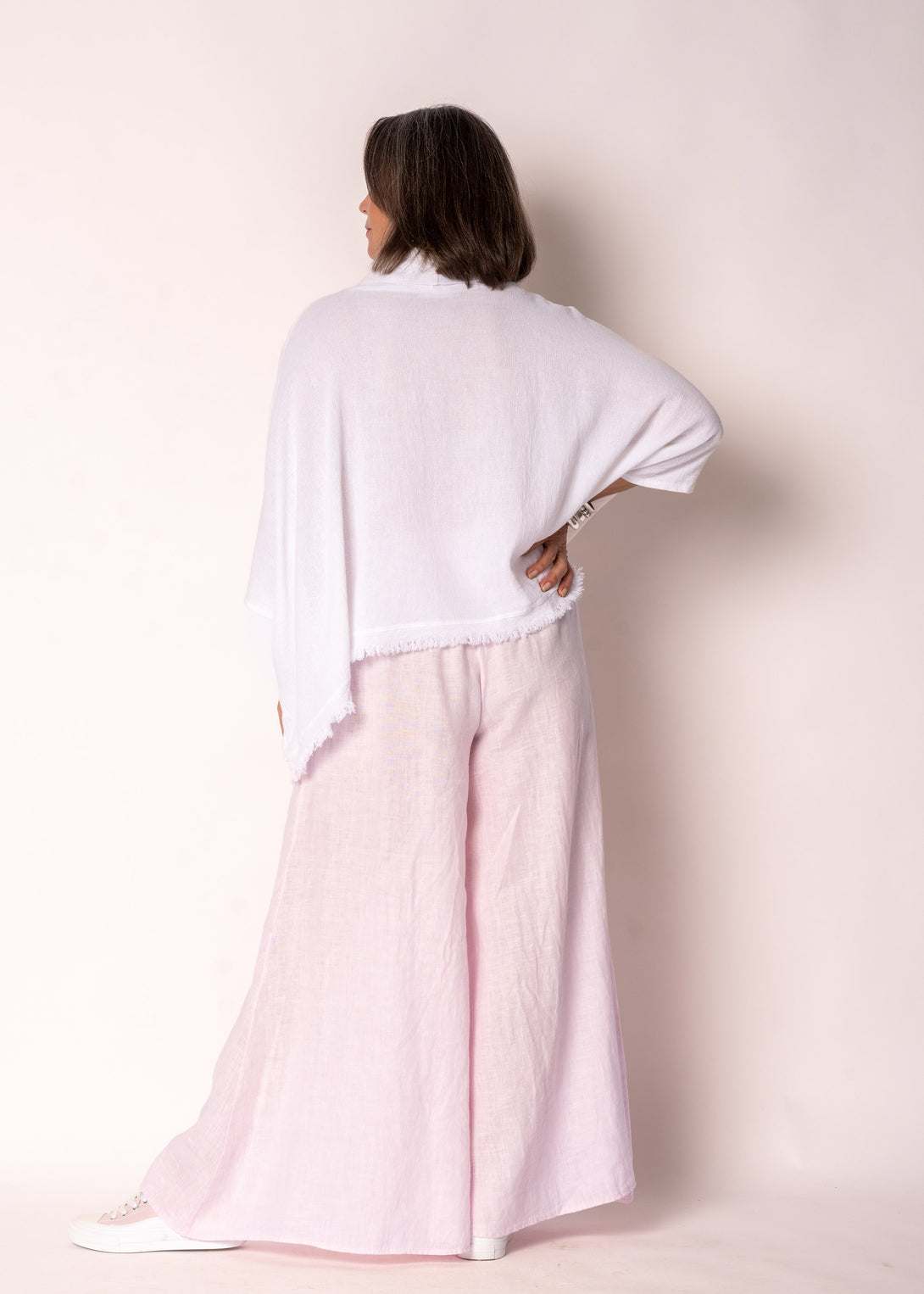 Kiora Linen Top in White - Imagine Fashion