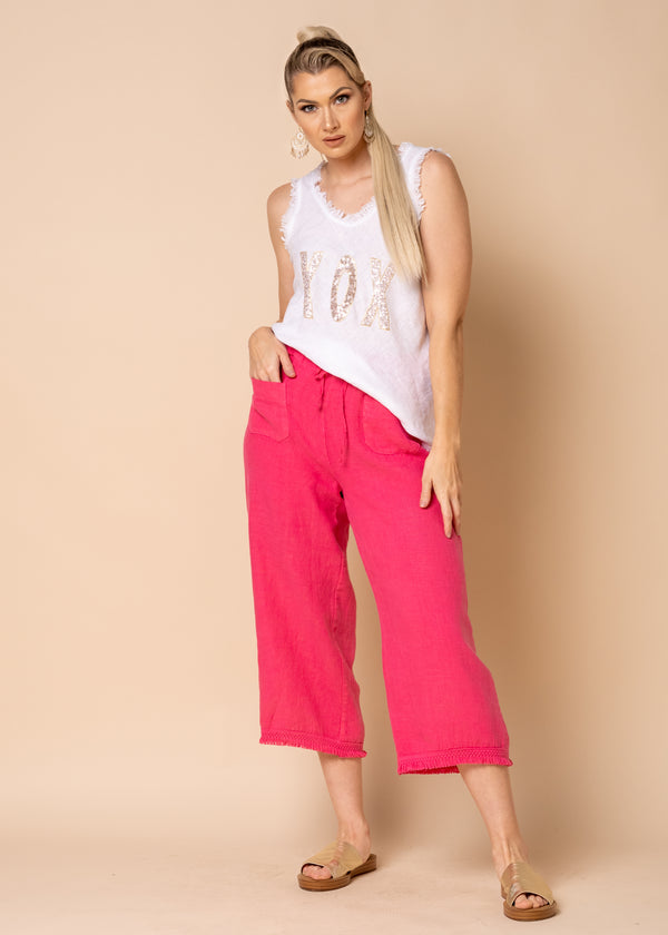 Jessi Linen Pants in Raspberry Sorbet