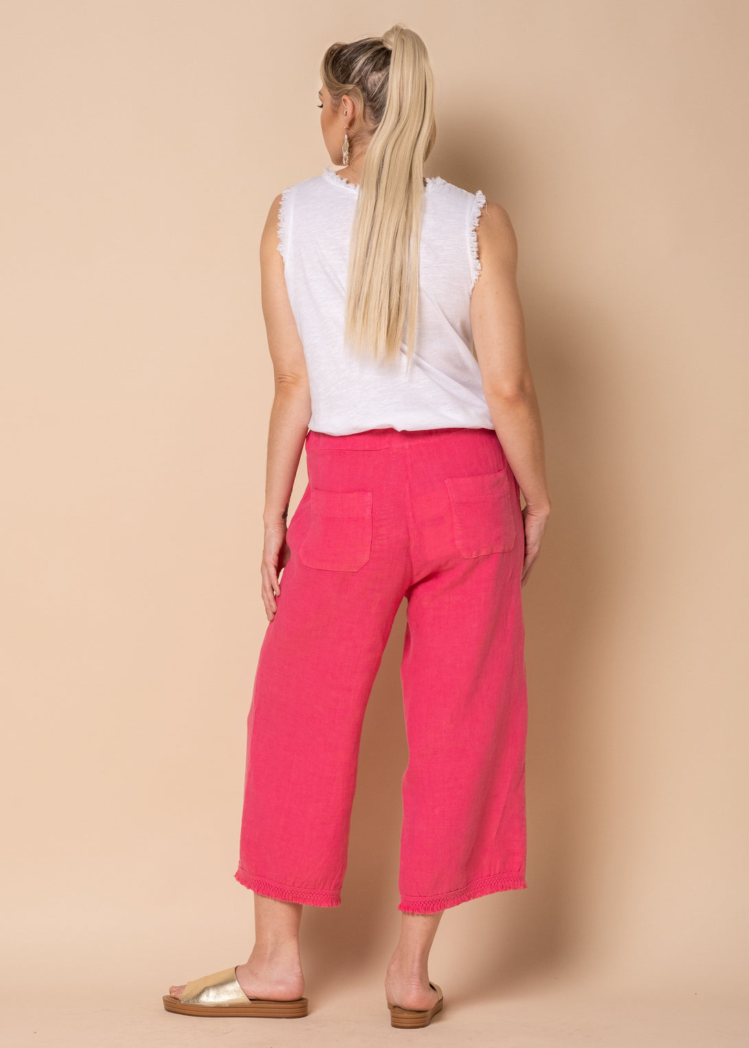 Jessi Linen Pants in Raspberry Sorbet