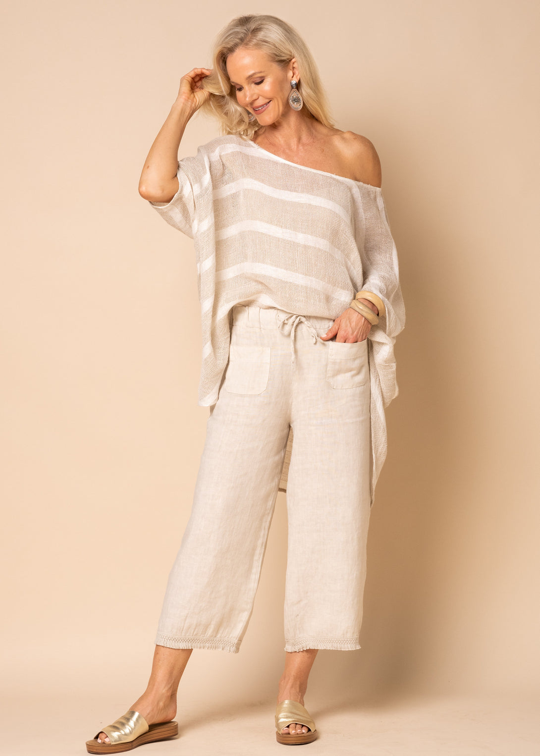 Jessi Linen Pants in Latte