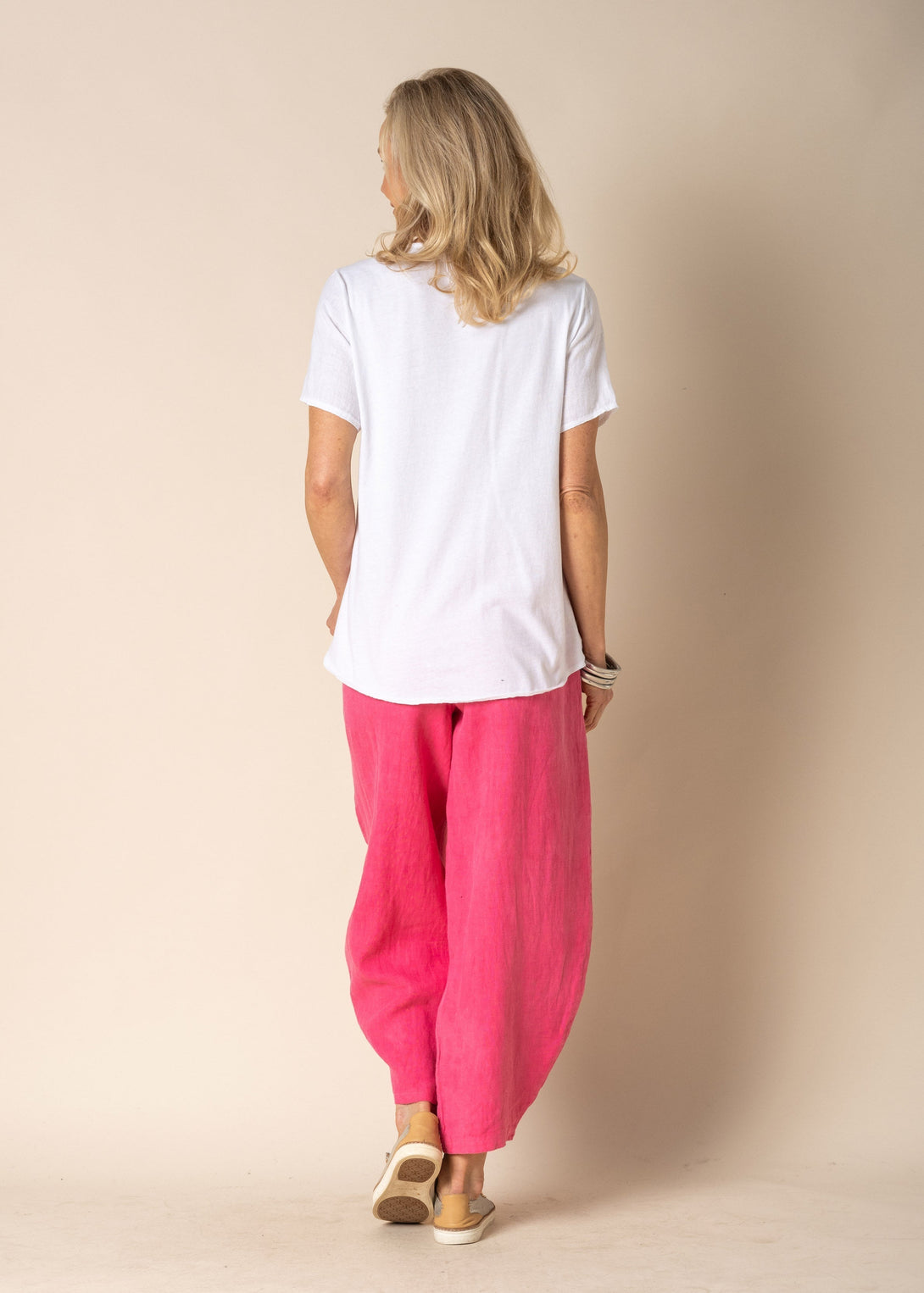 Florencia Linen Pants in Raspberry Sorbet