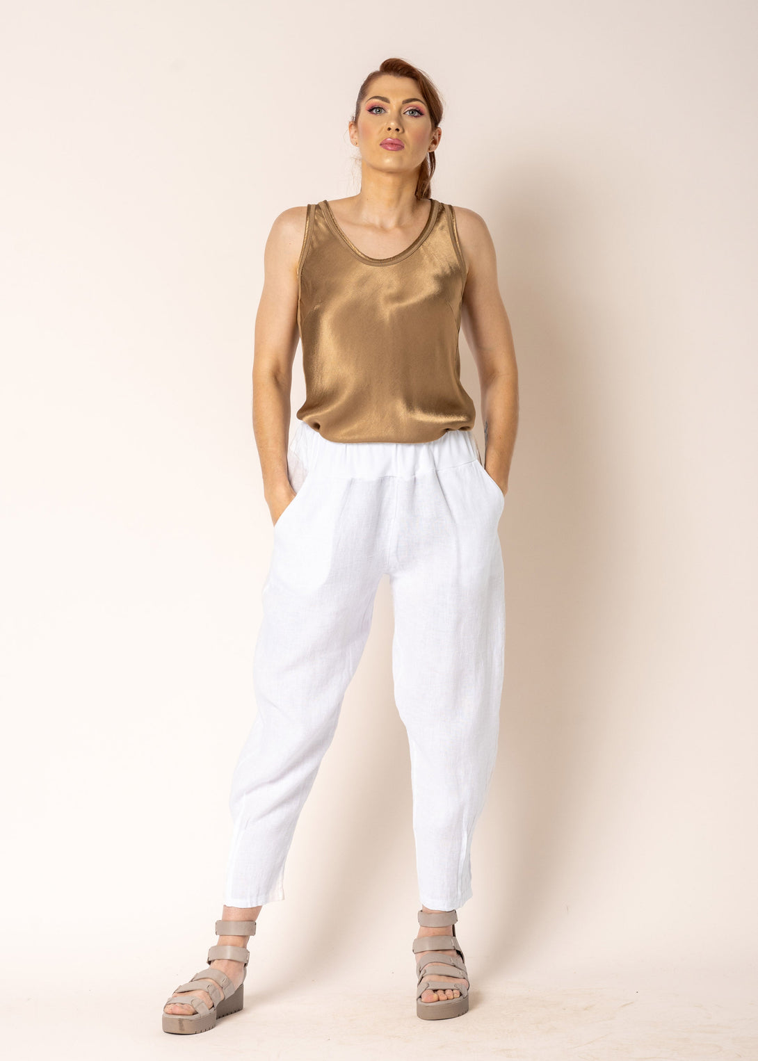 Daizy Linen Pants in White