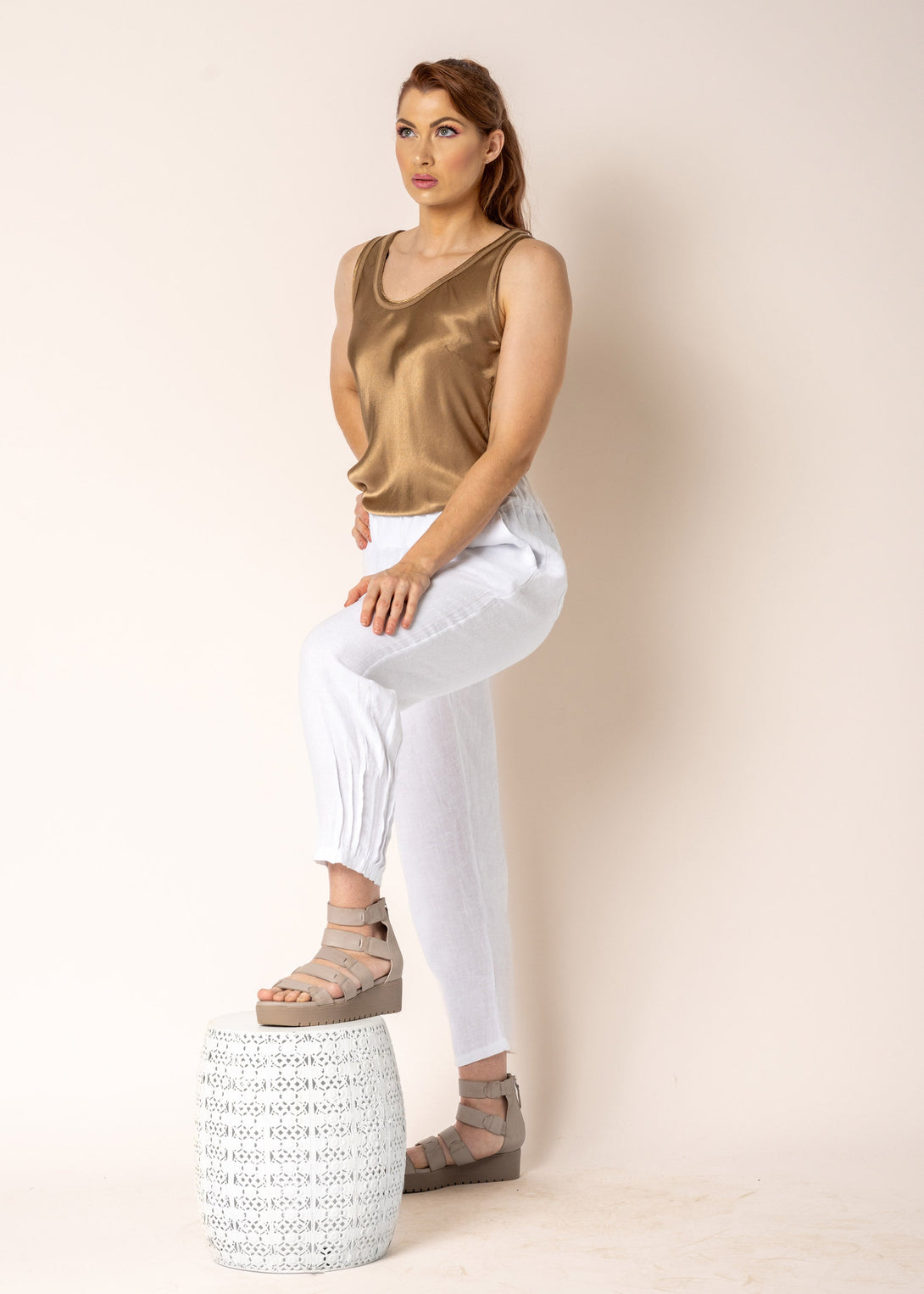 Daizy Linen Pants in White