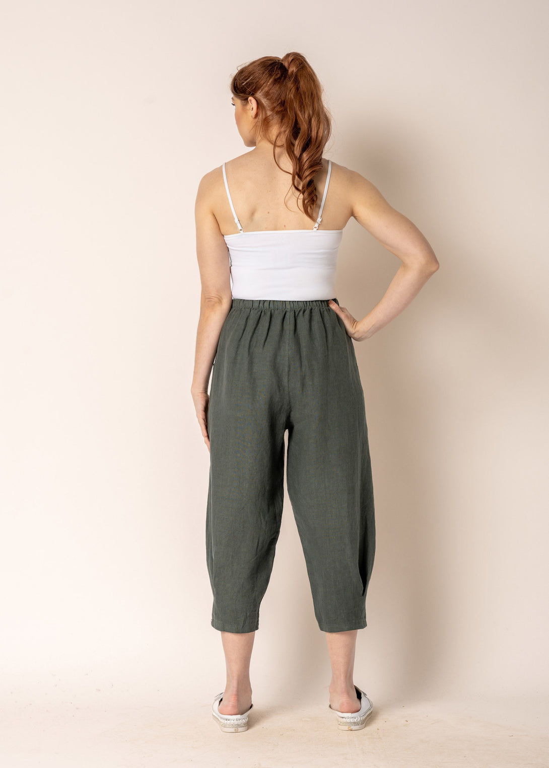 Flora Linen Pants in Khaki