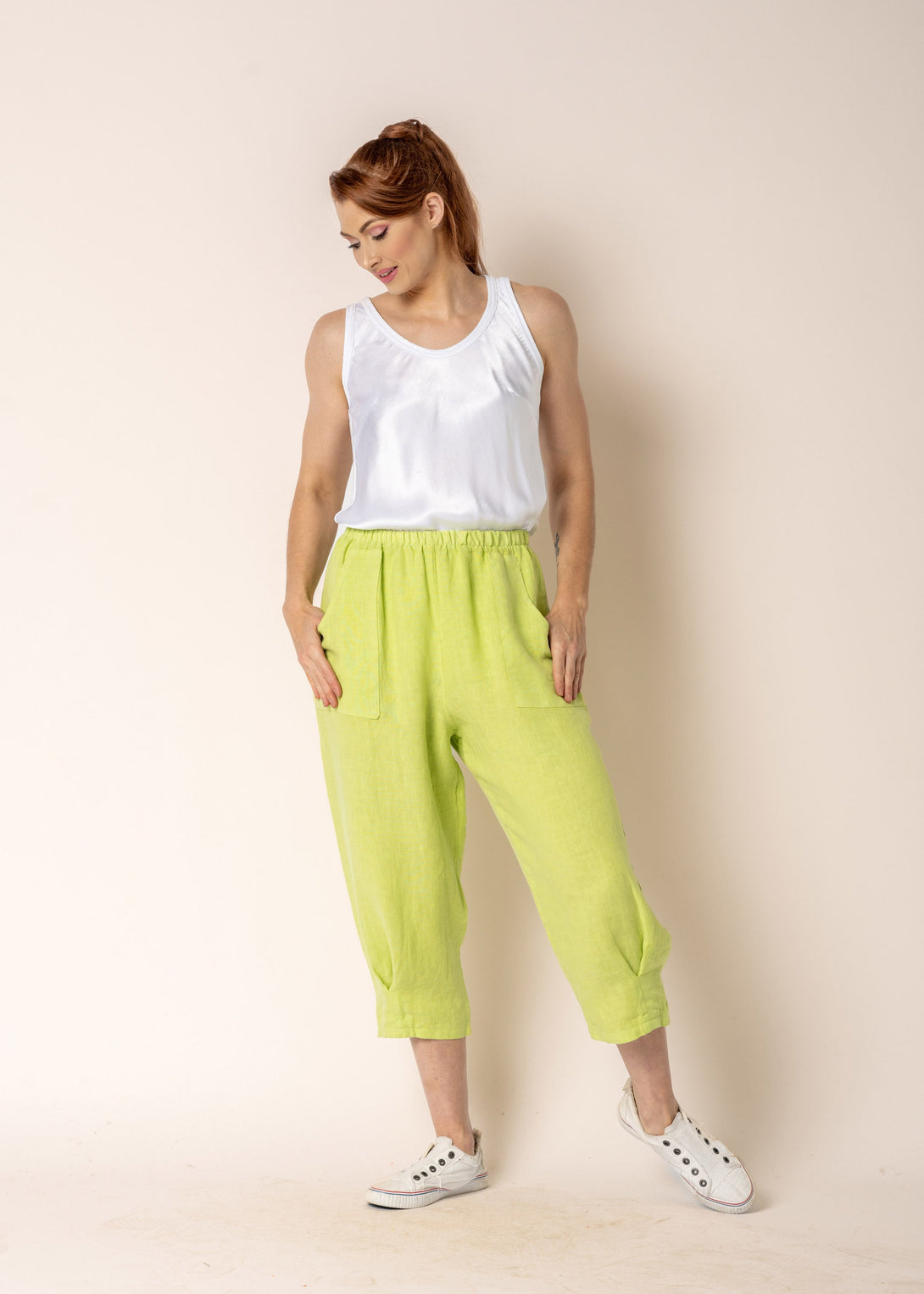 Flora Pants in Lime Splice