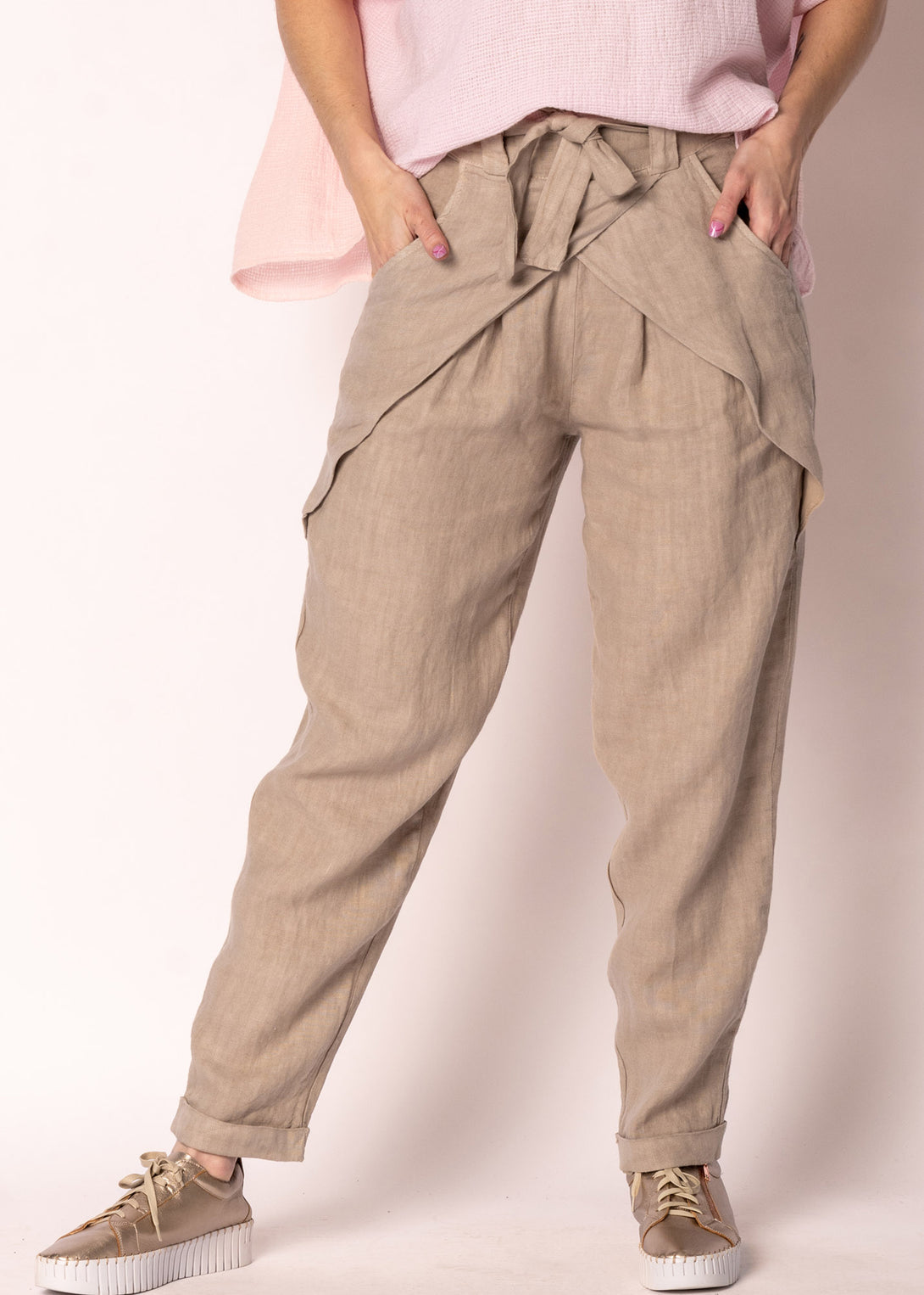 Cosima Linen Pant  in Latte - Imagine Fashion