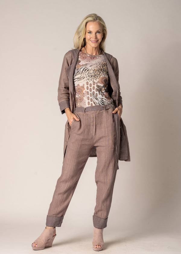 Helena Linen Pants in Milk Chocolate