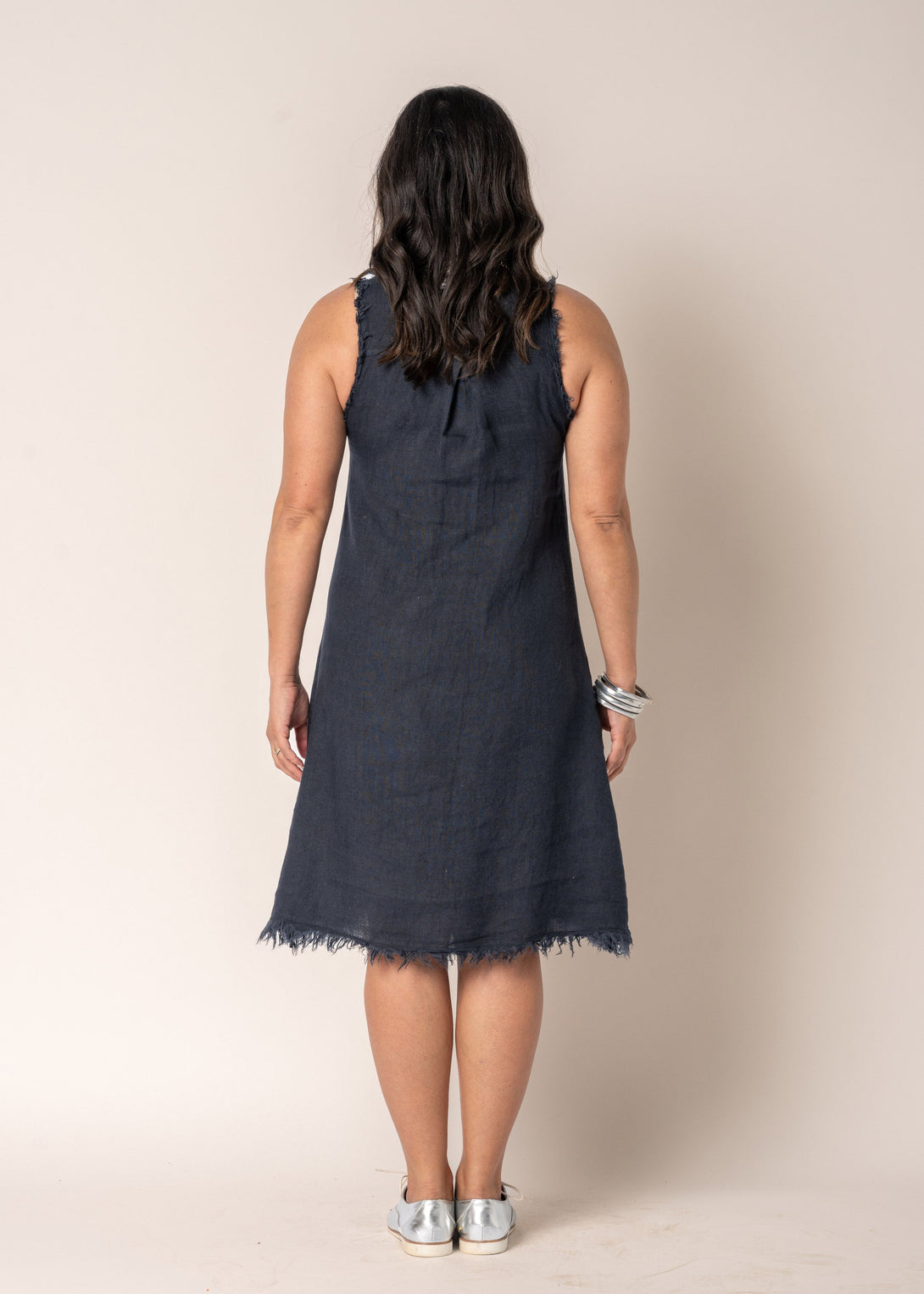 Jazmine Linen Dress in Navy