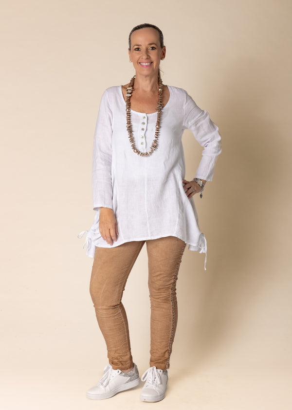 Alexandra Linen Top in White