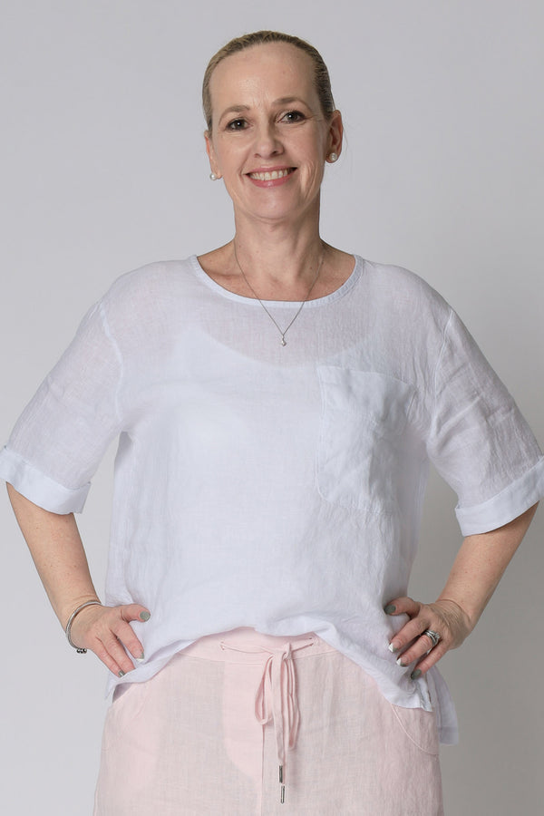 Vionette Linen Top in White