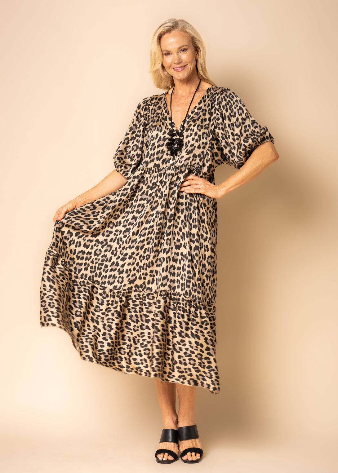 Juniper Animal Print Dress in Desert