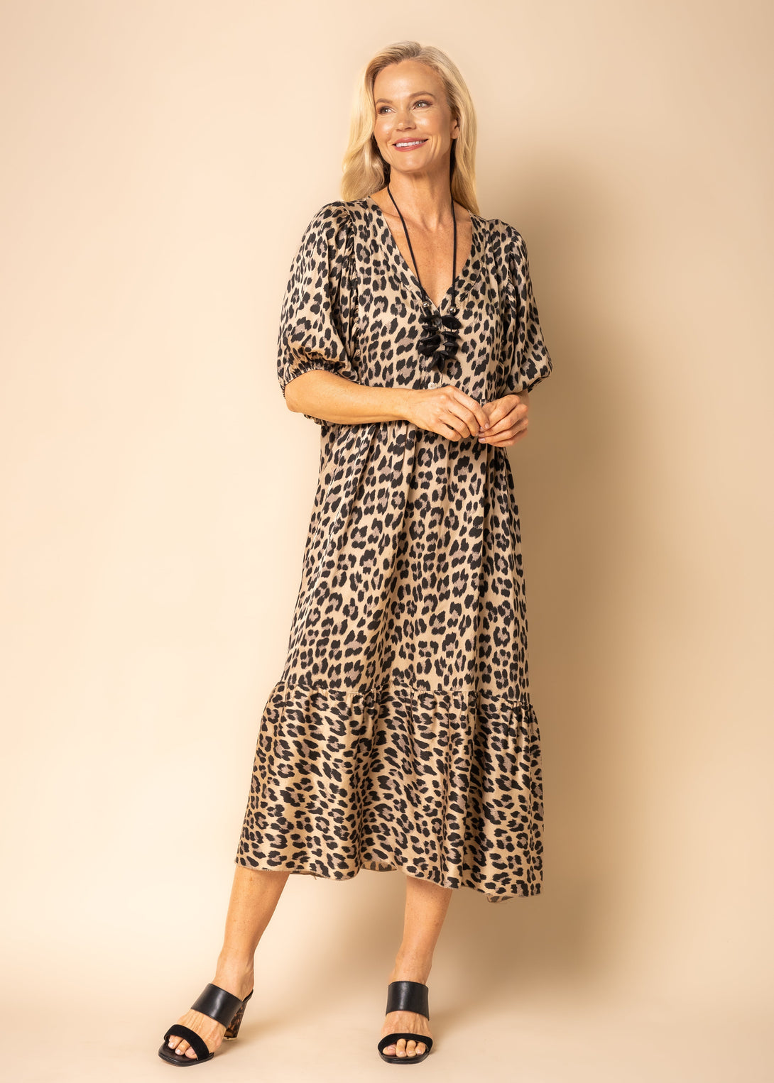 Juniper Animal Print Dress in Desert