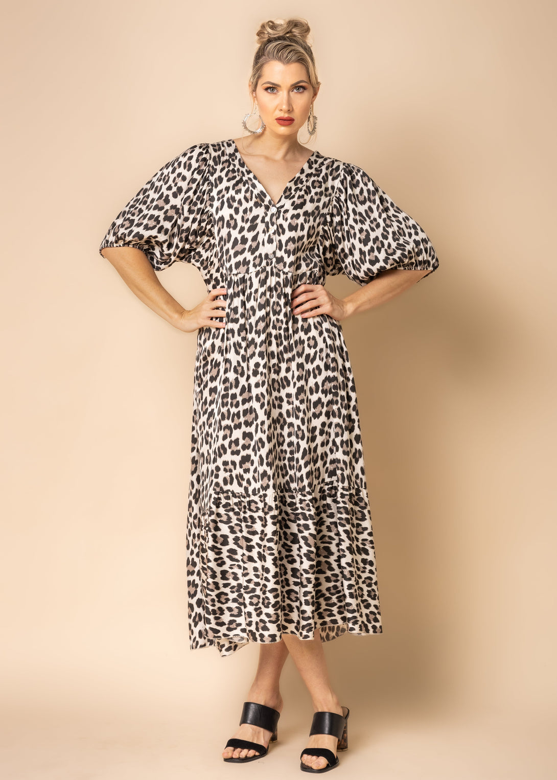 Juniper Animal Print Dress in Latte – Imagine Fashion