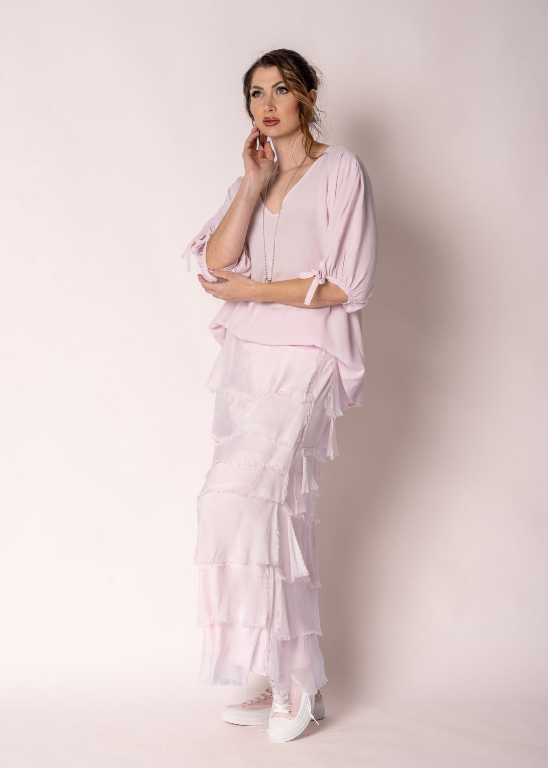 Fifi Silk Skirt in Modena Pink - Imagine Fashion