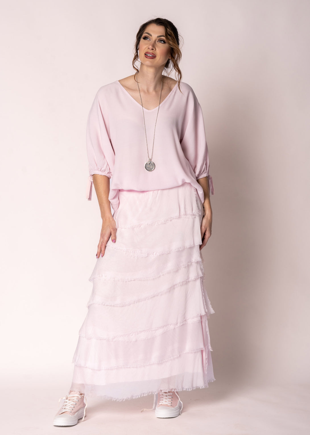 Fifi Silk Skirt in Modena Pink - Imagine Fashion